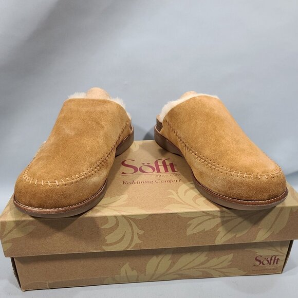 Söfft Bellflower Saddle Italian Suede Shearling Clogs Mule Womens Size 8.5M New - Picture 5 of 11